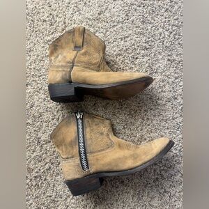 Miz Mooz Tan Leather Ankle Cowboy Boots Sz 7
